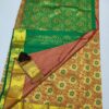 Green and Dark rose colour kanjivaram silk saree