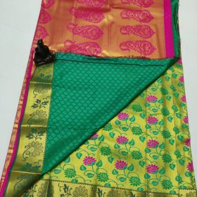 Green colour pallu rich silk saree at low rates