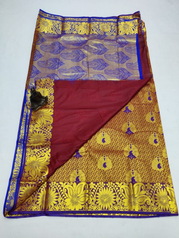 marron colour silk saree and it is kanjivaram silk