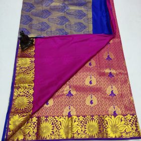 Rose colour inside kanjivaram silk saree 