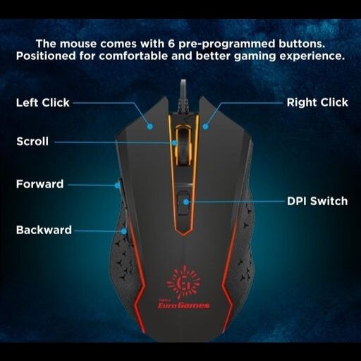 RPM Euro Games Gaming Keyboard with Backlit RGB, with Wrist Support